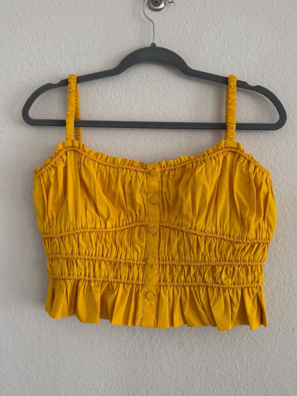 j crew yellow cinched waist cropped tank